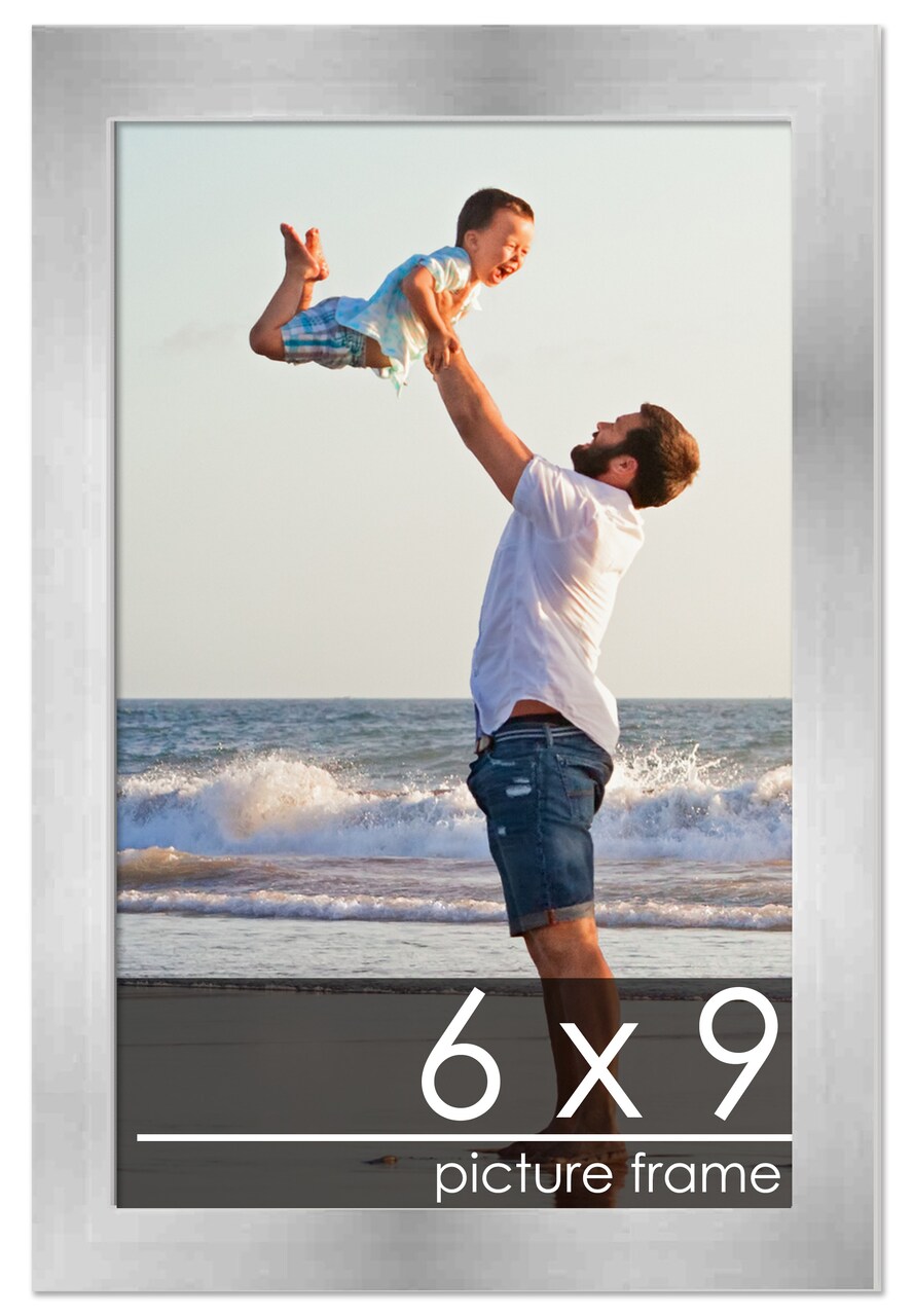 6x9 Solid Wood Picture Frame with UV-Resistant Acrylic & Acid-Free Backing, Available in 6 Finishes: Matte Black, Matte White, Metallic Bronze, Silver, Natural Wood Grain & Mahogany